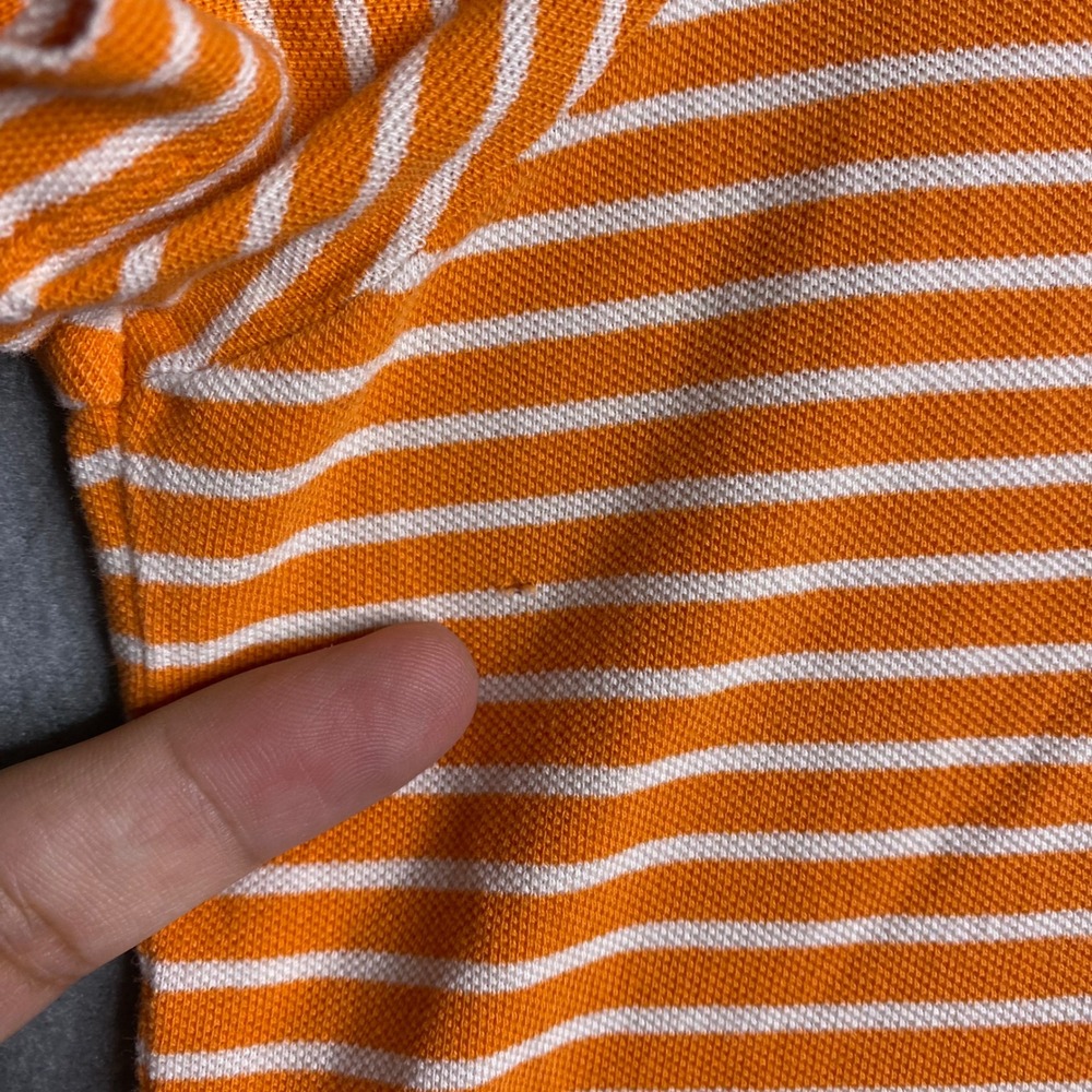 Polo Ralph Lauren Mens Orange White Striped Featherweight Mesh Polo Shirt Size L - Picture 8 of 10